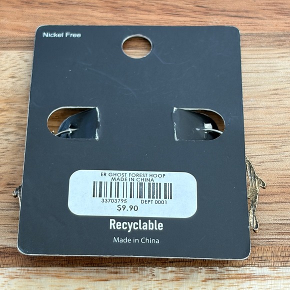 Thorn & Fable Ghost Forest Hoop Earrings Women OS Silver Mushroom Star Hot Topic - Picture 4 of 5